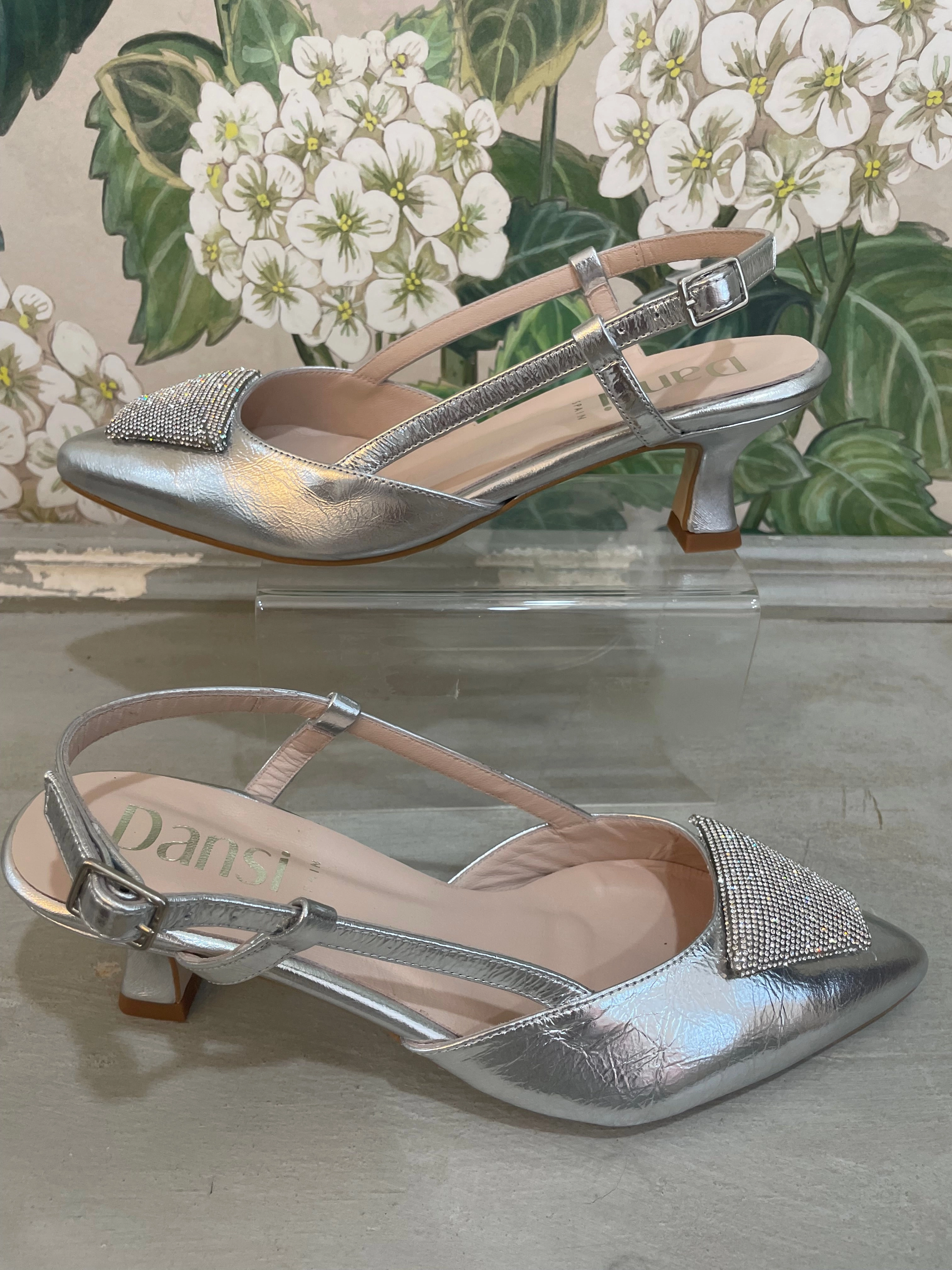 6540 -Silver High Heel Open Toe Shoes