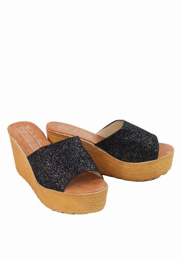  - Glitter Platform Sandals Block Heel Shoes