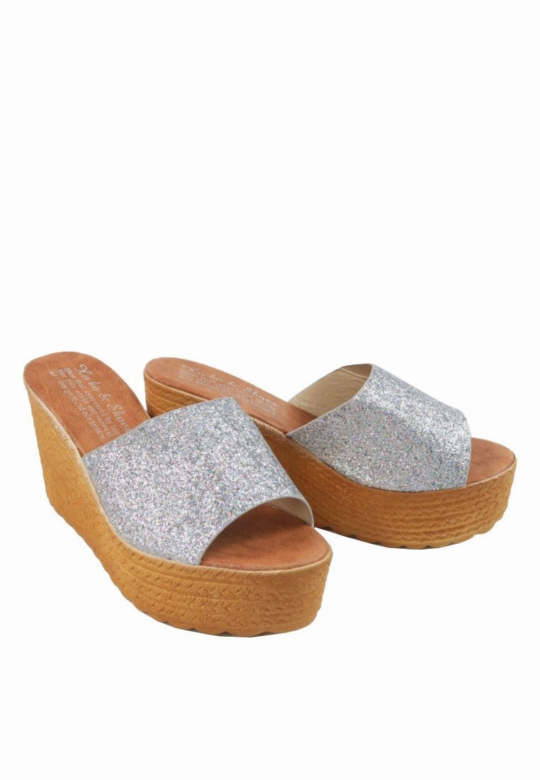  - Glitter Platform Sandals 3 Strap High Heels