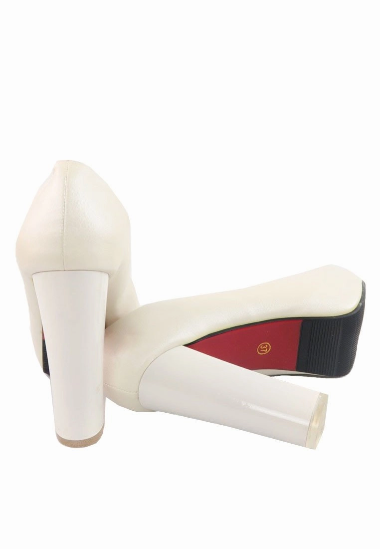  - Ivory White Platform Pumps Shoes High Heels T Strap