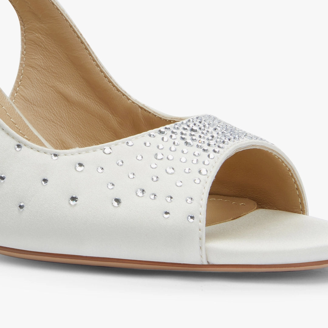 Trampled By High Heels *ANGELIKA IVORY SATIN - bridal open toe slingback
