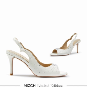 High Fashion Heels *ANGELIKA IVORY SATIN - bridal open toe slingback