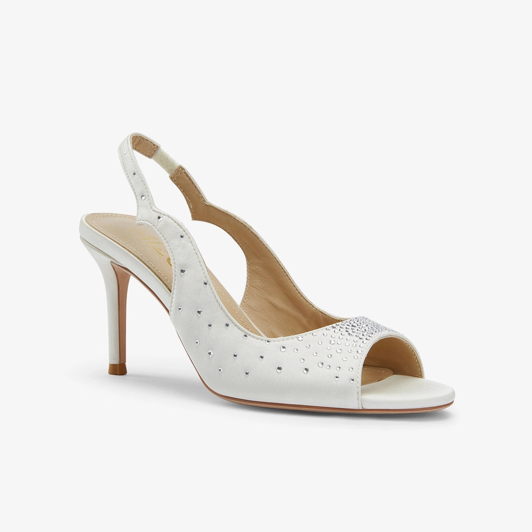 *ANGELIKA IVORY SATIN - bridal open toe slingback High Heels And Lingerie