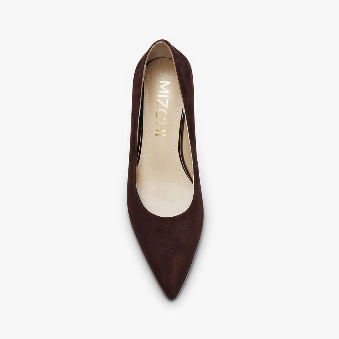 *DIARA CHOCOLATE - suede chunky heel pumps Memory Foam High Heels