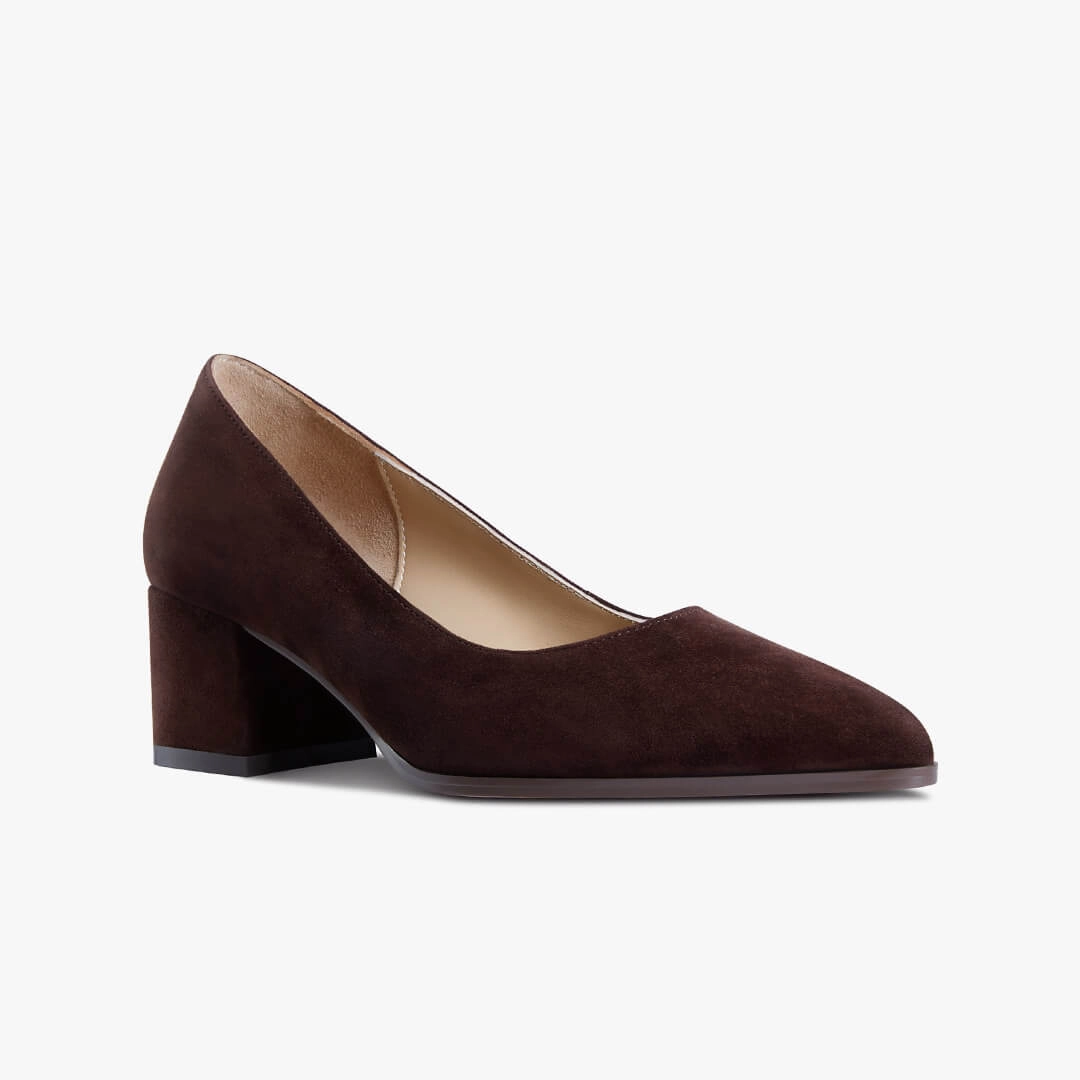 *DIARA CHOCOLATE - suede chunky heel pumps High Heeled Mary Janes