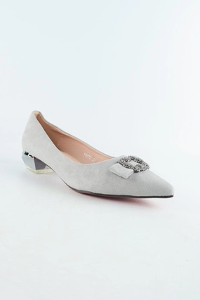 One Strap High Heels  K9073 - Pointed Toe Mid Heel Pump Shoes