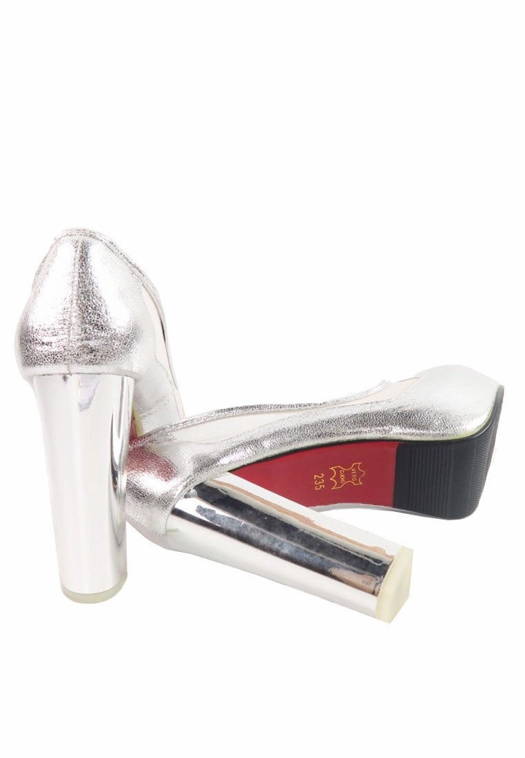  Silver Lame - Silver Lame Platform Pumps Shoes Comfortable High Heel Boots