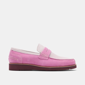 Abe Dusty Rose Suede Penny Loafers Tan Heeled Loafers