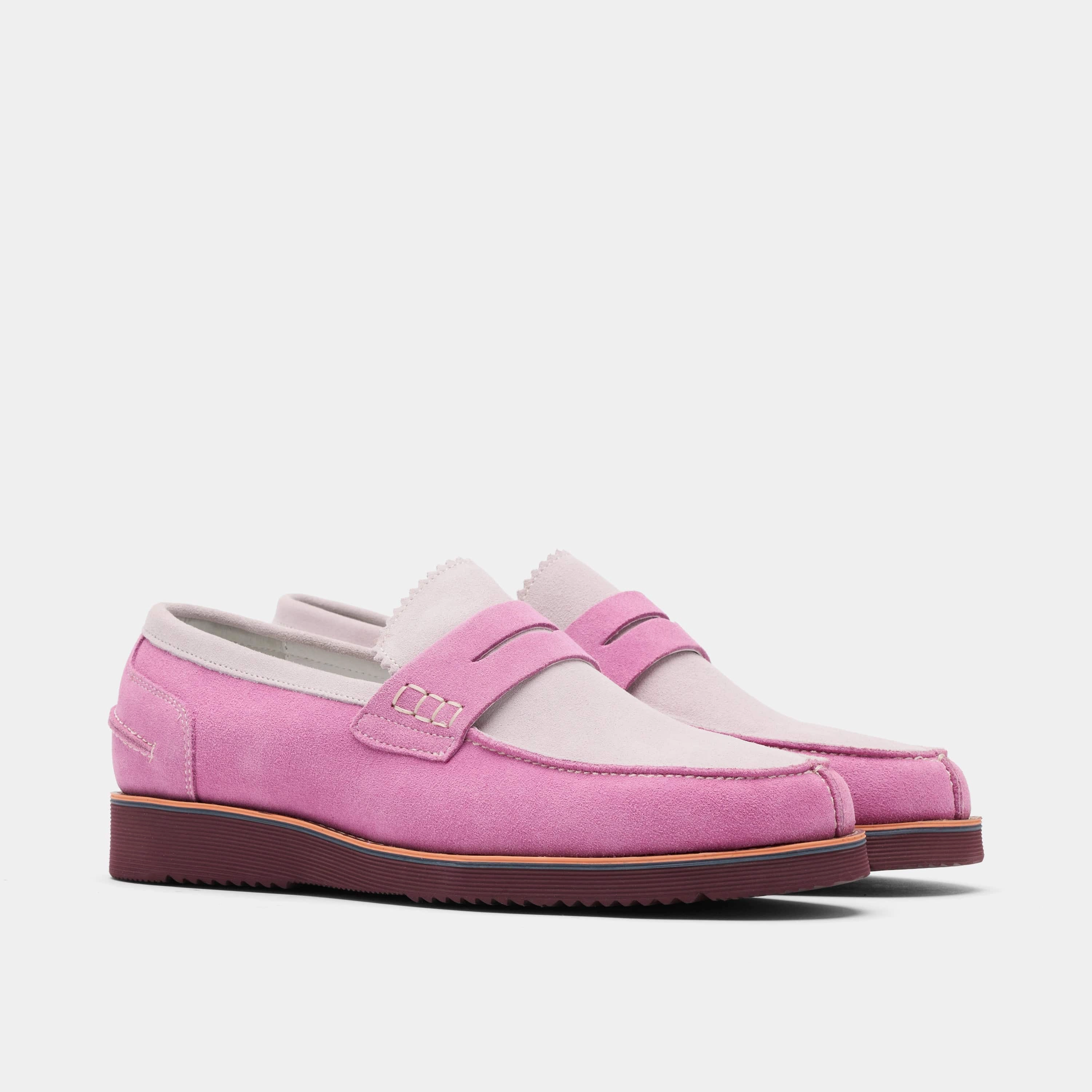 Abe Dusty Rose Suede Penny Loafers Women's Loafers Leather