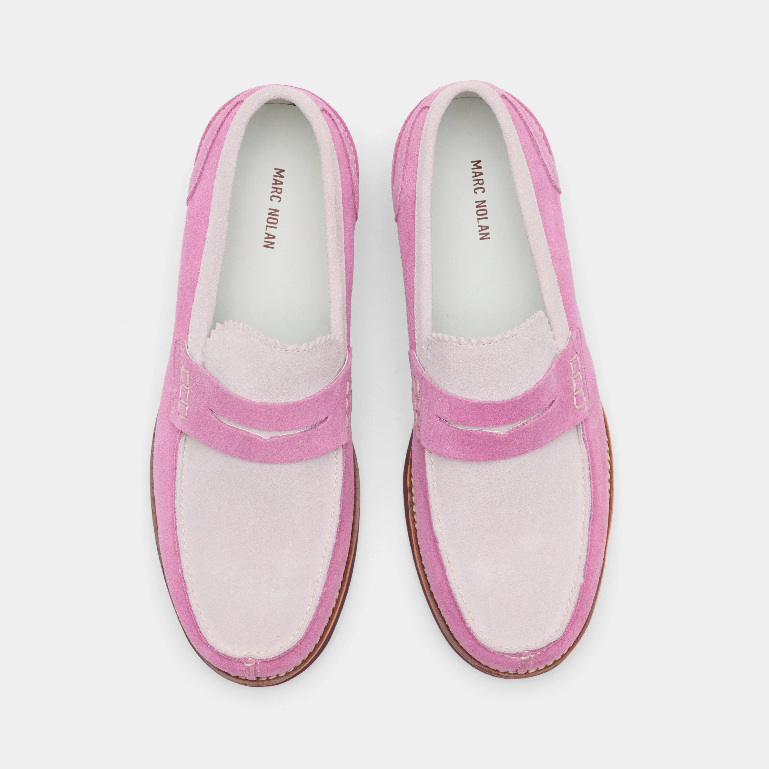 Vibram Sole Loafers Abe Dusty Rose Suede Penny Loafers