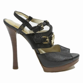 High Heel Types And Names MICHAEL KORS Womens Black Leather Strappy Platform Heels UK 5.5 Elegant Fashion