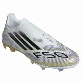 Soccer Cleat Protective Coating adidas F50 League Laceless FG Soccer Cleats (White/Black/Gold Metallic)