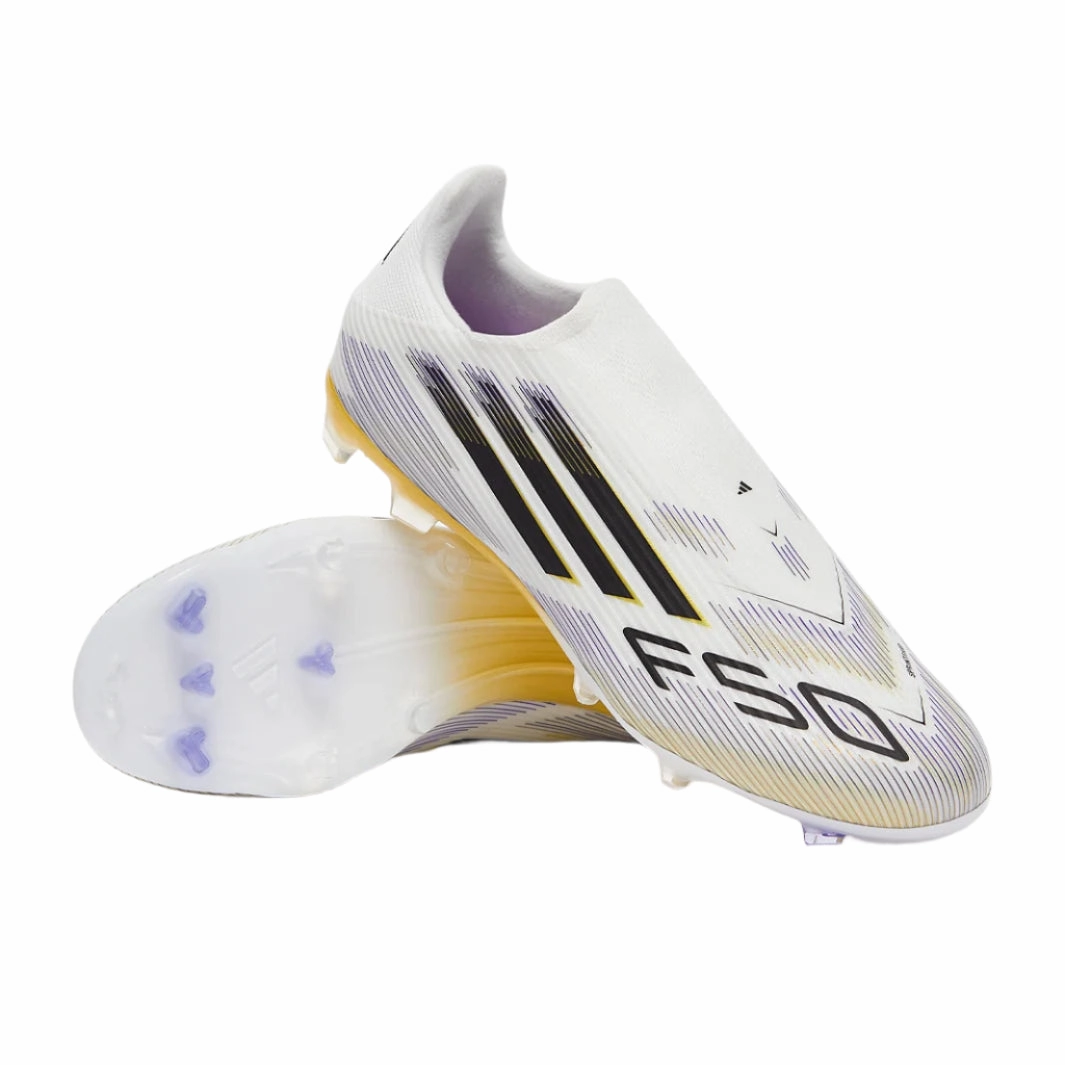 Create Own Soccer Cleats adidas F50 League Laceless FG Soccer Cleats (White/Black/Gold Metallic)