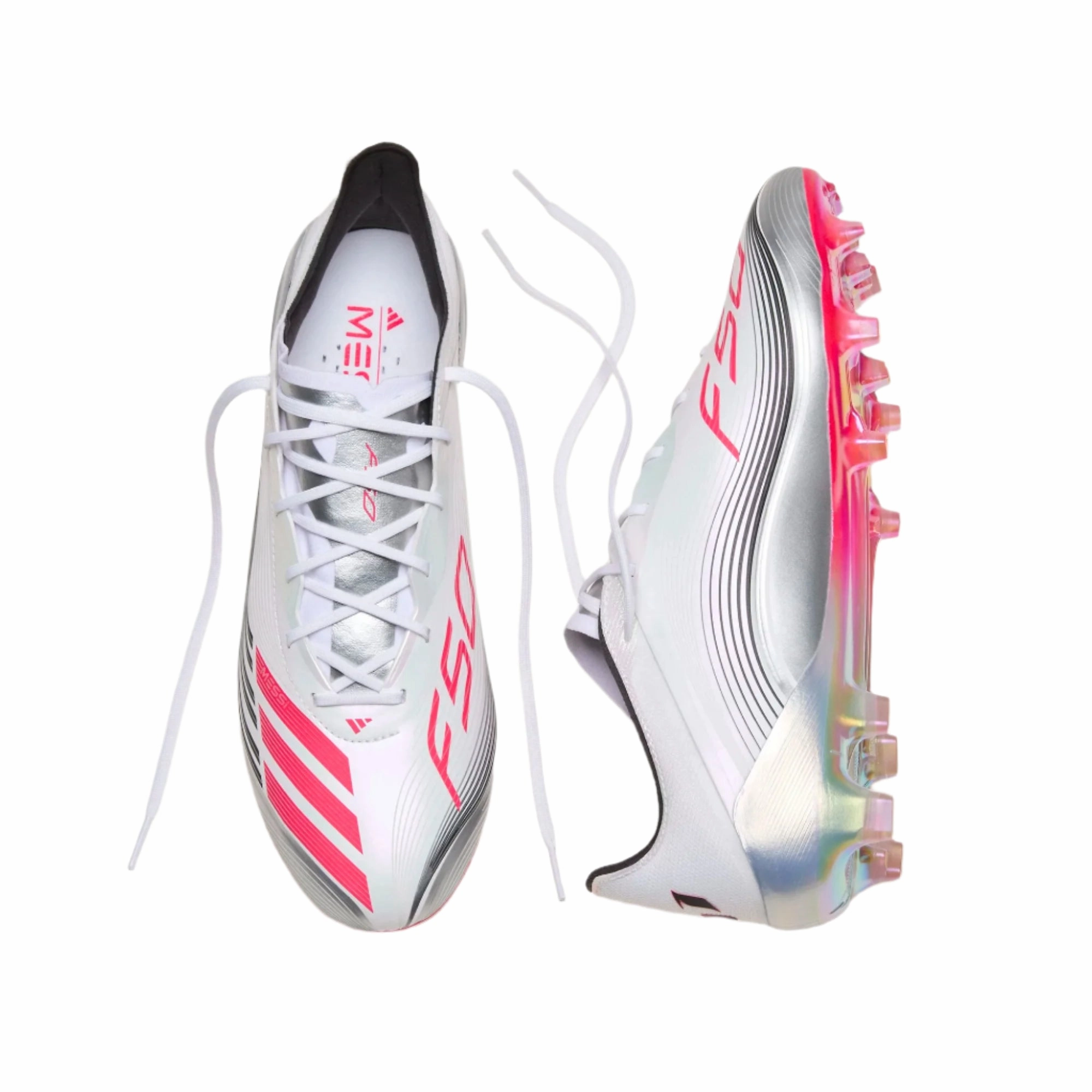 adidas F50 Messi Elite FG Soccer Cleats (White/Lucid Red/Silver Metallic) Miracle Soccer Cleats