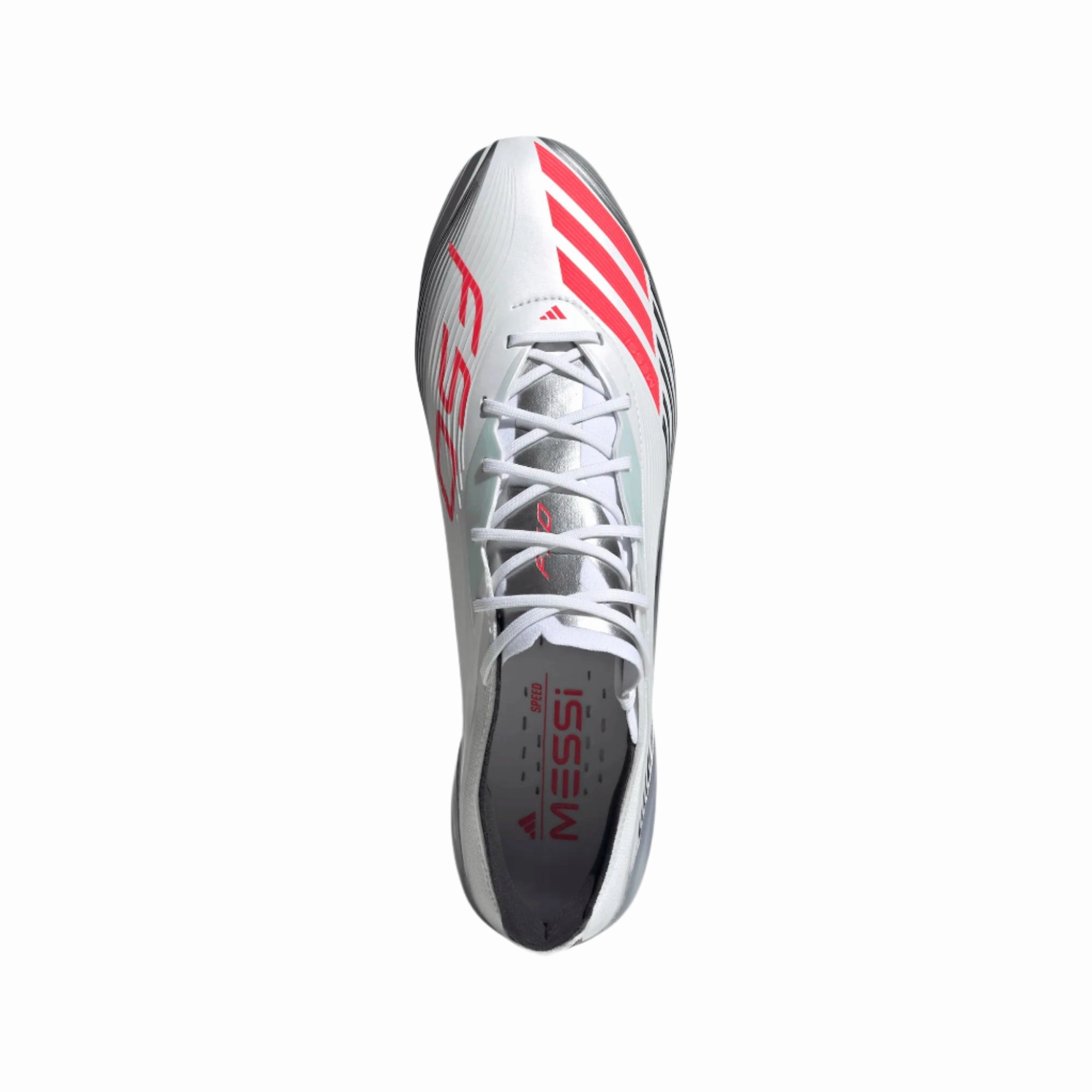 adidas F50 Messi Elite FG Soccer Cleats (White/Lucid Red/Silver Metallic) Walstar Soccer Cleats