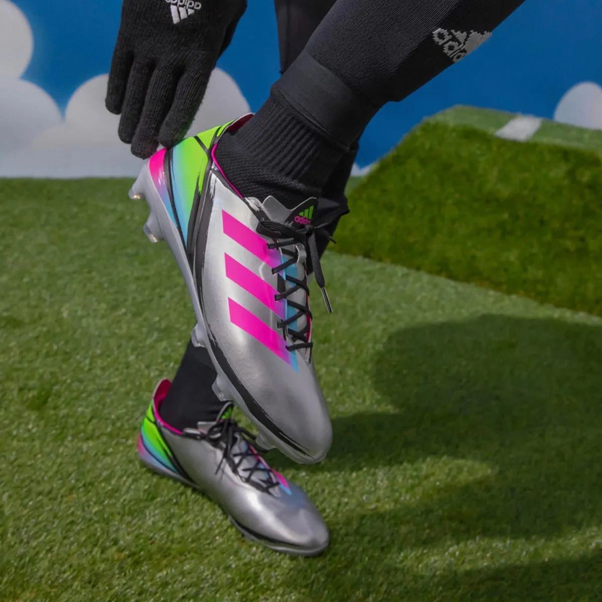 Future 7 Play Fg/ag Soccer Cleats Adidas GameMode FG - Silver-Cyan-Show Pink