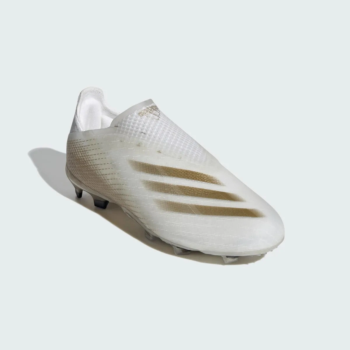 Best Ag Soccer Cleats Adidas JR X Ghosted  FG - White-Black-Gold