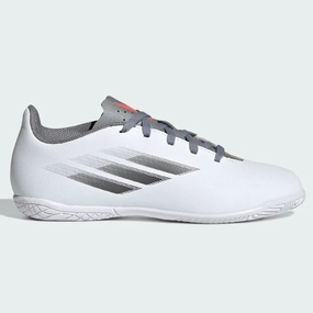 Adidas JR X Speedflow .4 IN - White-Iron Metallic Soccer Cleats That Make You Faster