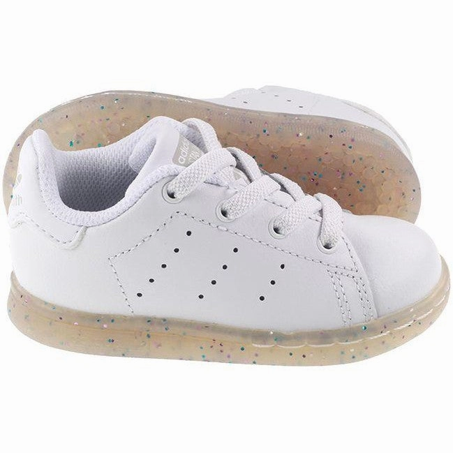 Adidas Originals Trainers Infants Stan Smith EL White Grey Glitter Adidas Shoes Messi