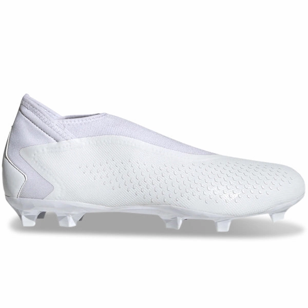 Cleats Leather Soccer adidas Predator Accuracy.3 Laceless Firm Ground Soccer Cleats (Core White)
