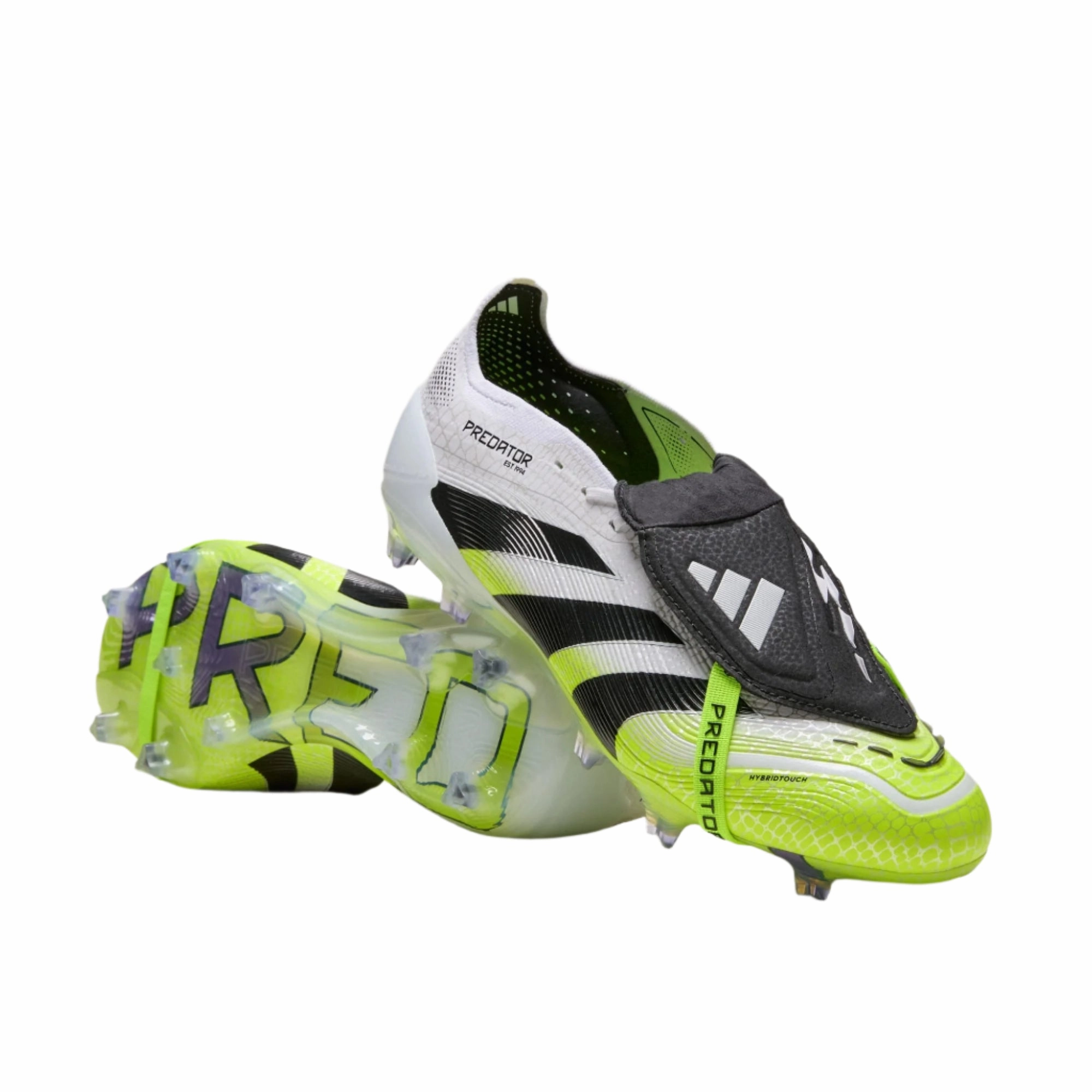 adidas Predator Elite Firm Ground Soccer Cleats (White/Black/Lucid Lemon) Teal Cleats Soccer