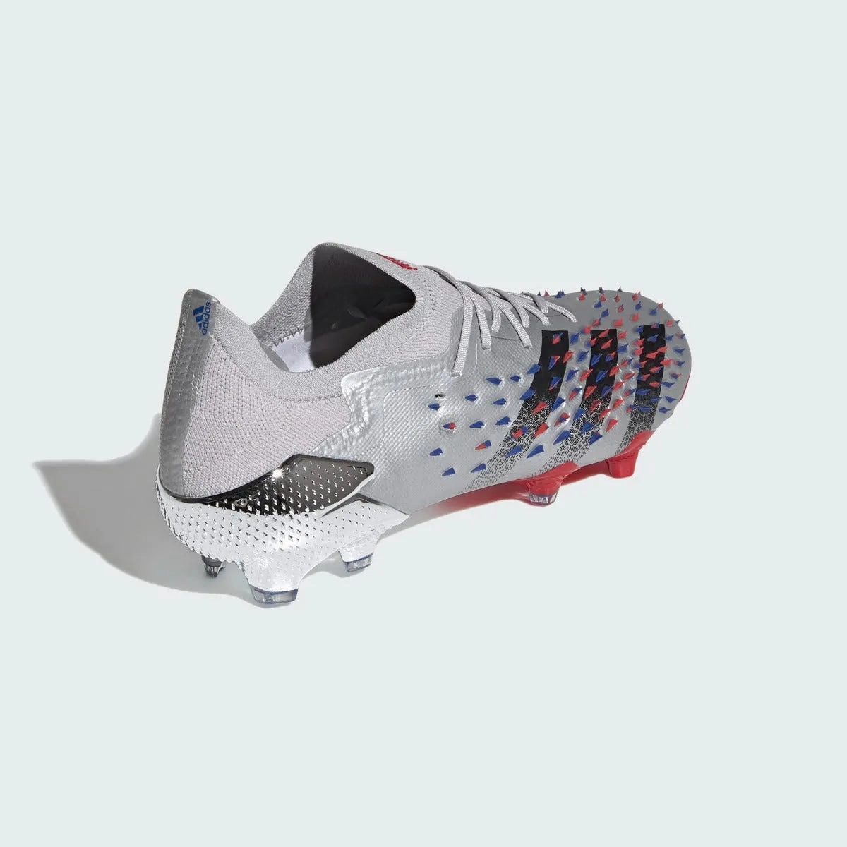 Adidas Predator Freak .1 Low FG - Silver Metallic-Red-Royal Cleats With Wide Toe Box Soccer