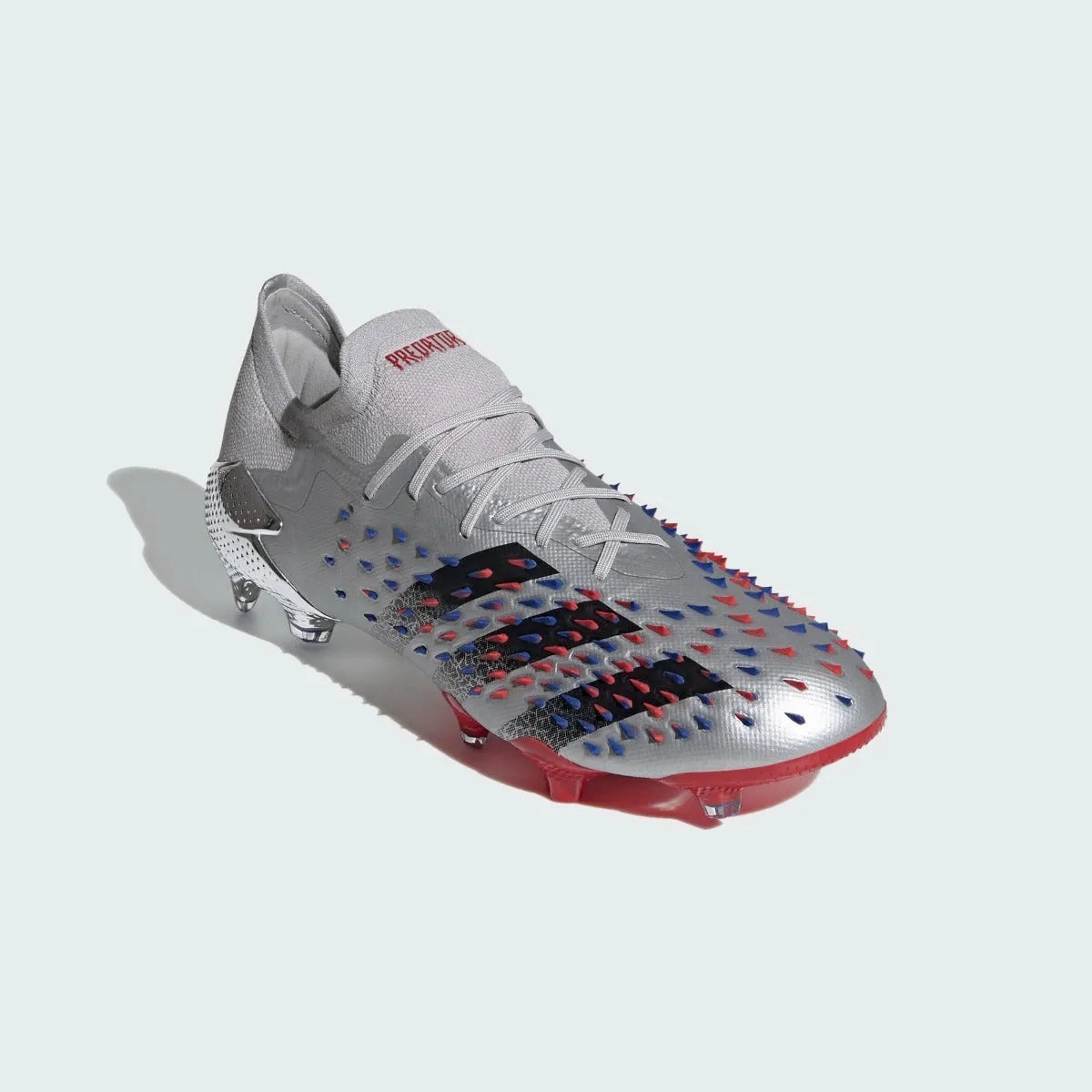 Adidas Predator Freak .1 Low FG - Silver Metallic-Red-Royal Vegan Soccer Cleats