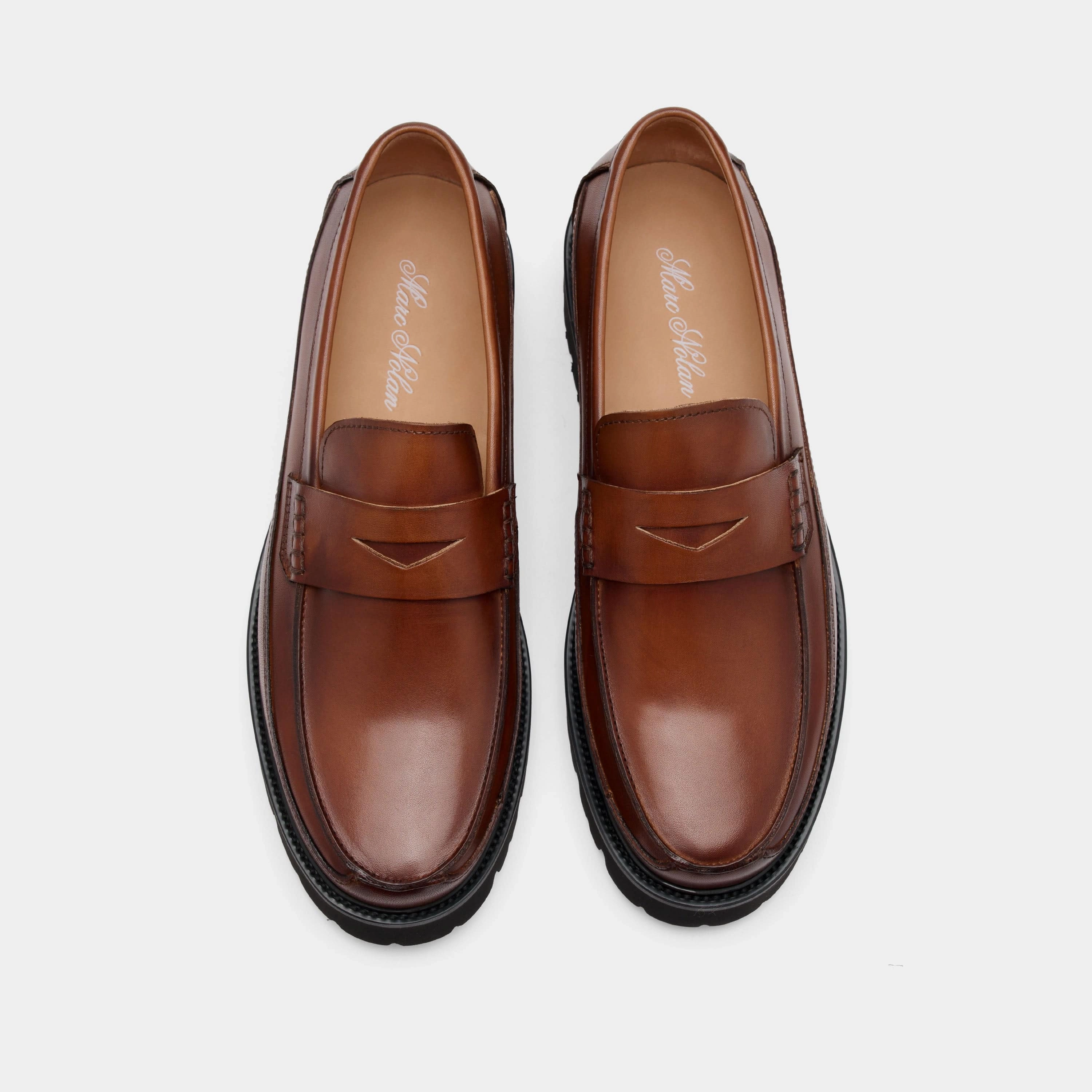 Adler Mahogany Leather Lug Penny Loafers Madden Lawrence Loafers