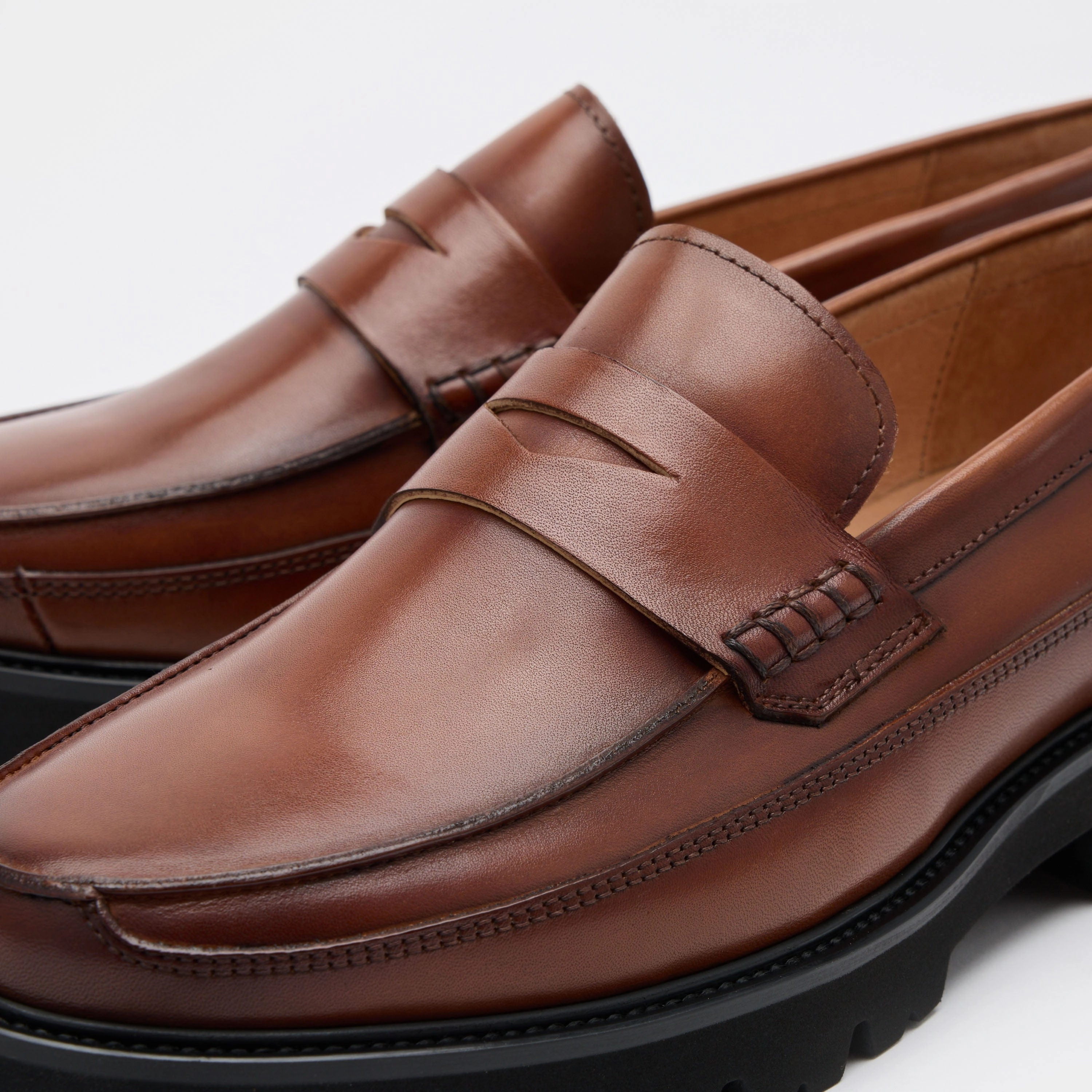 Loafers Nyc Adler Mahogany Leather Lug Penny Loafers