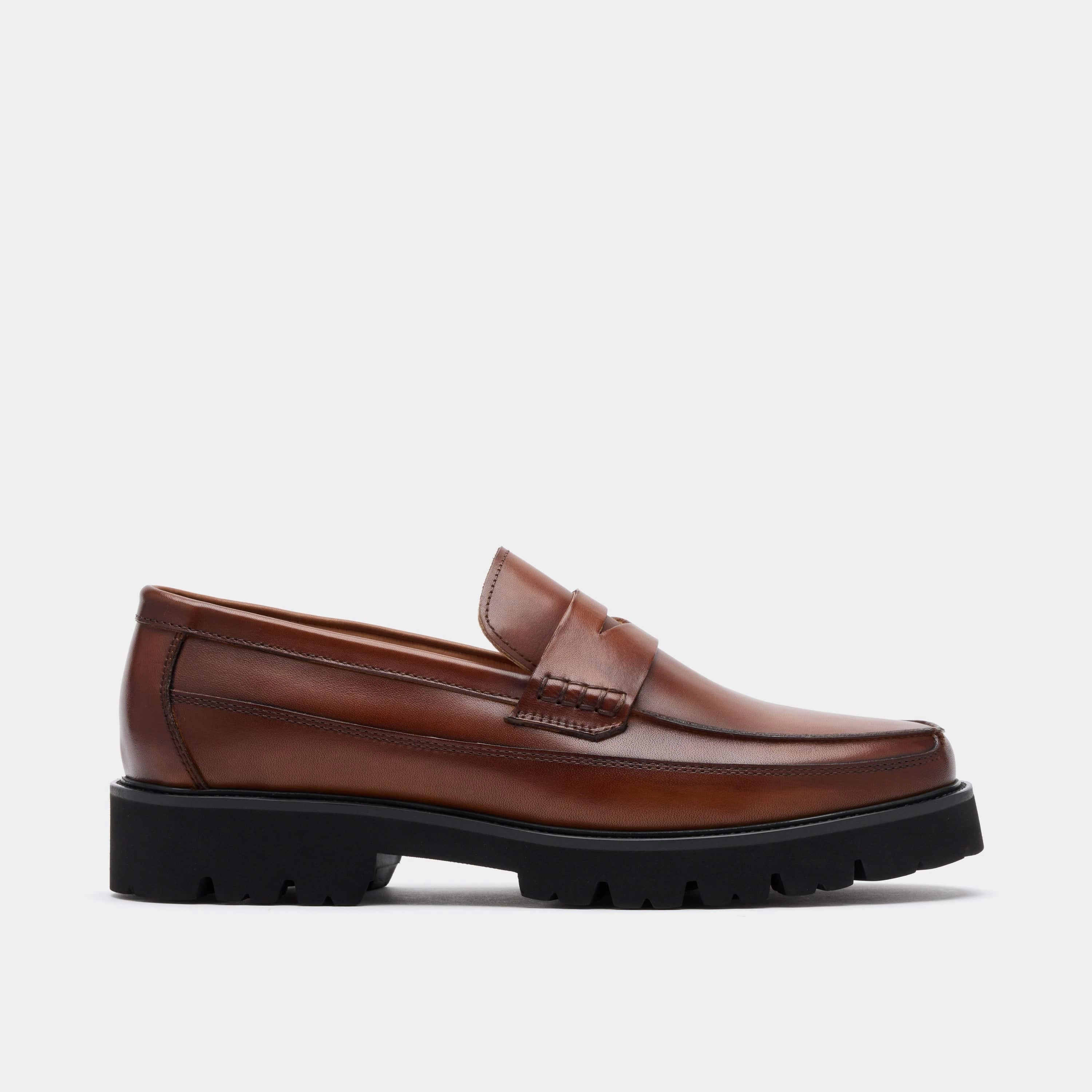 Penny Loafers With Suit Adler Mahogany Leather Lug Penny Loafers