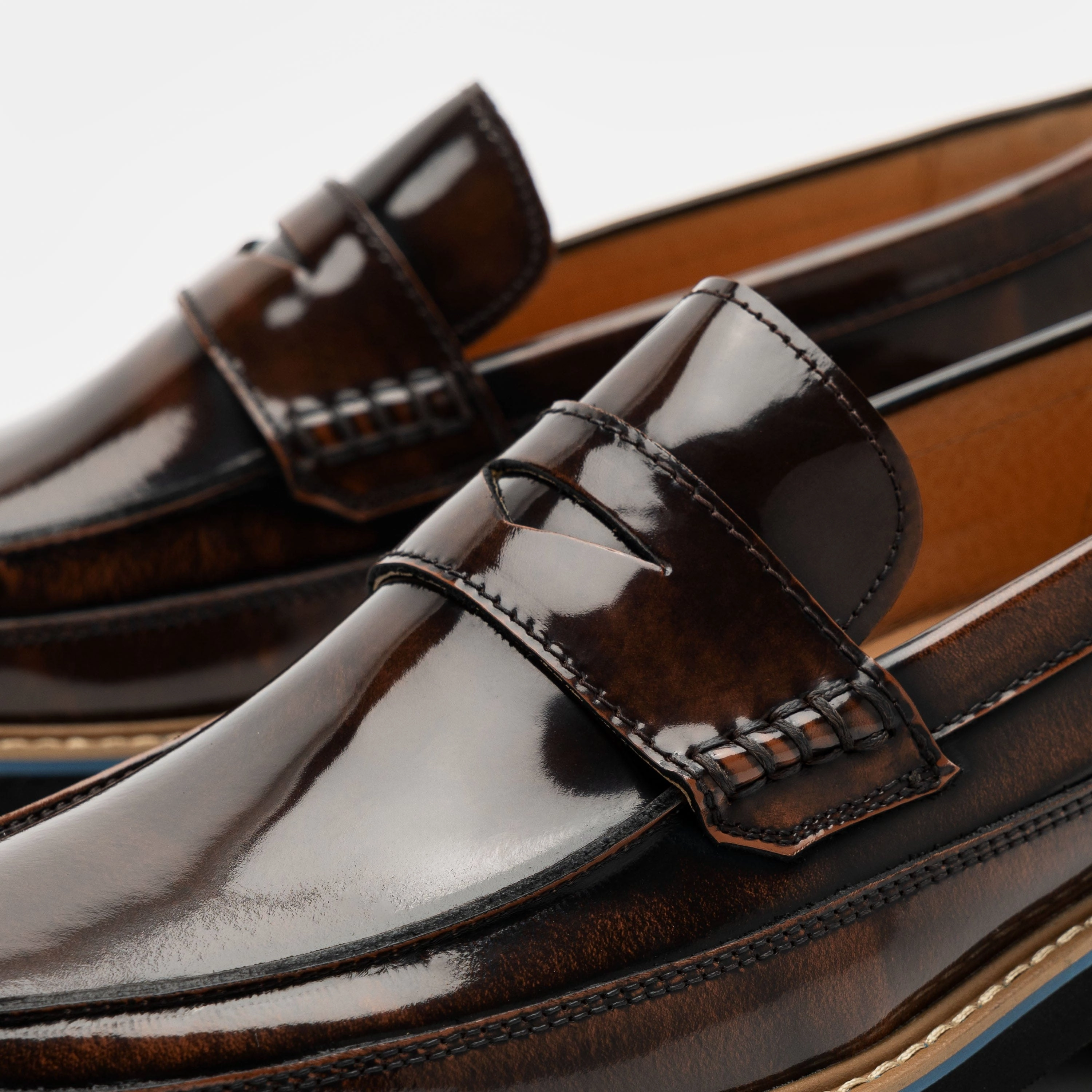 Sas Loafers Adler Mahogany Patent Leather Lug Penny Loafers