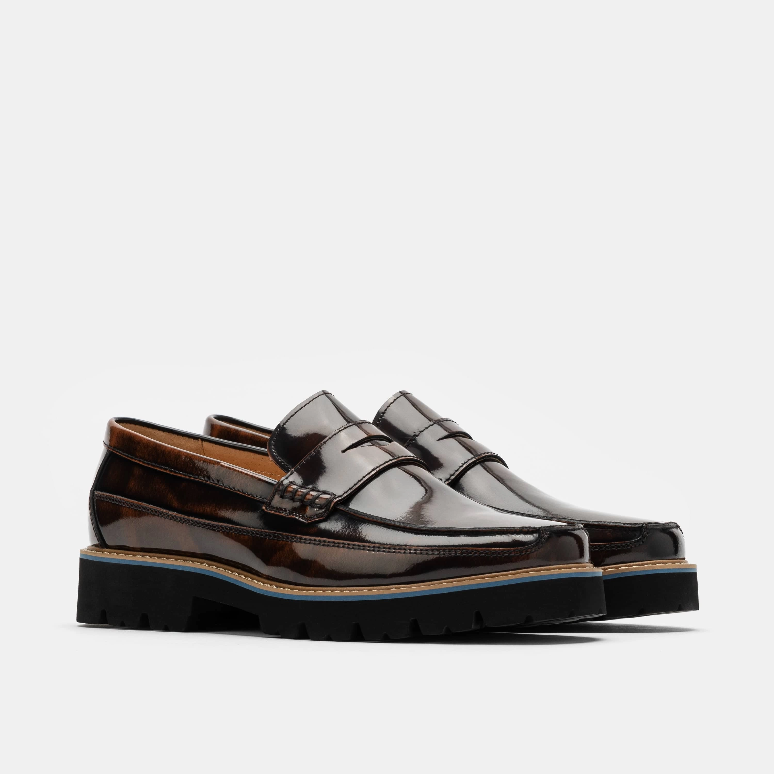 Maison Margiela Loafers Tabi Adler Mahogany Patent Leather Lug Penny Loafers