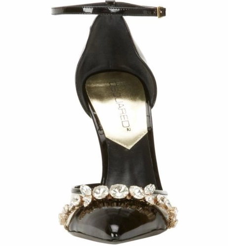 Dsquared2 - As Seen on the 2012 Runway Collection, Look 26 - Black Patent Heels with Rhinestones - Pregnant High Heels