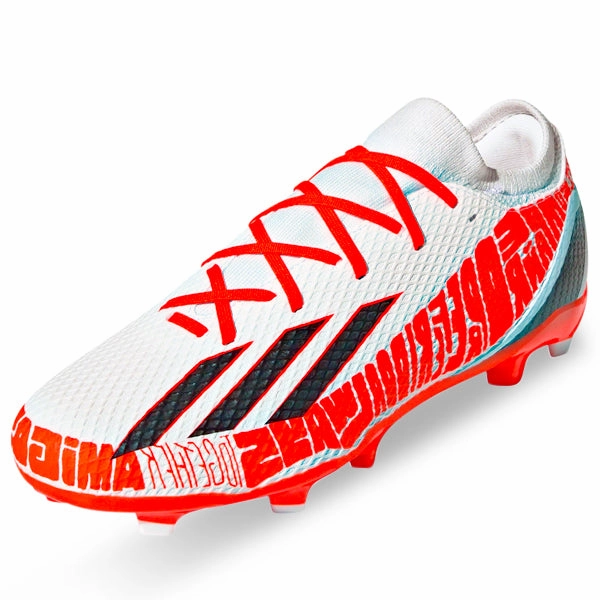 adidas X Speedportal Messi.3 Firm Ground Soccer Cleats (Core White/Solar Red) Soccer Cleats Grey And Yellow