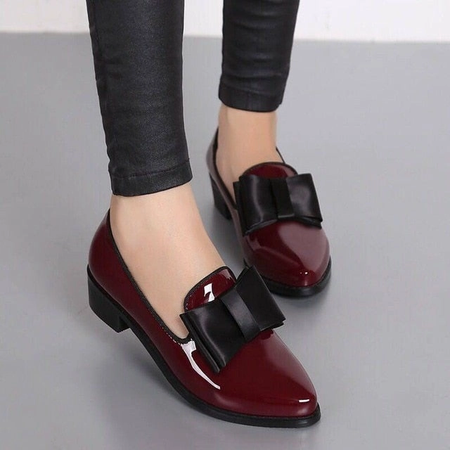 High Heels Thong Shiny Patent Leather Block Chunky Toe Pumps