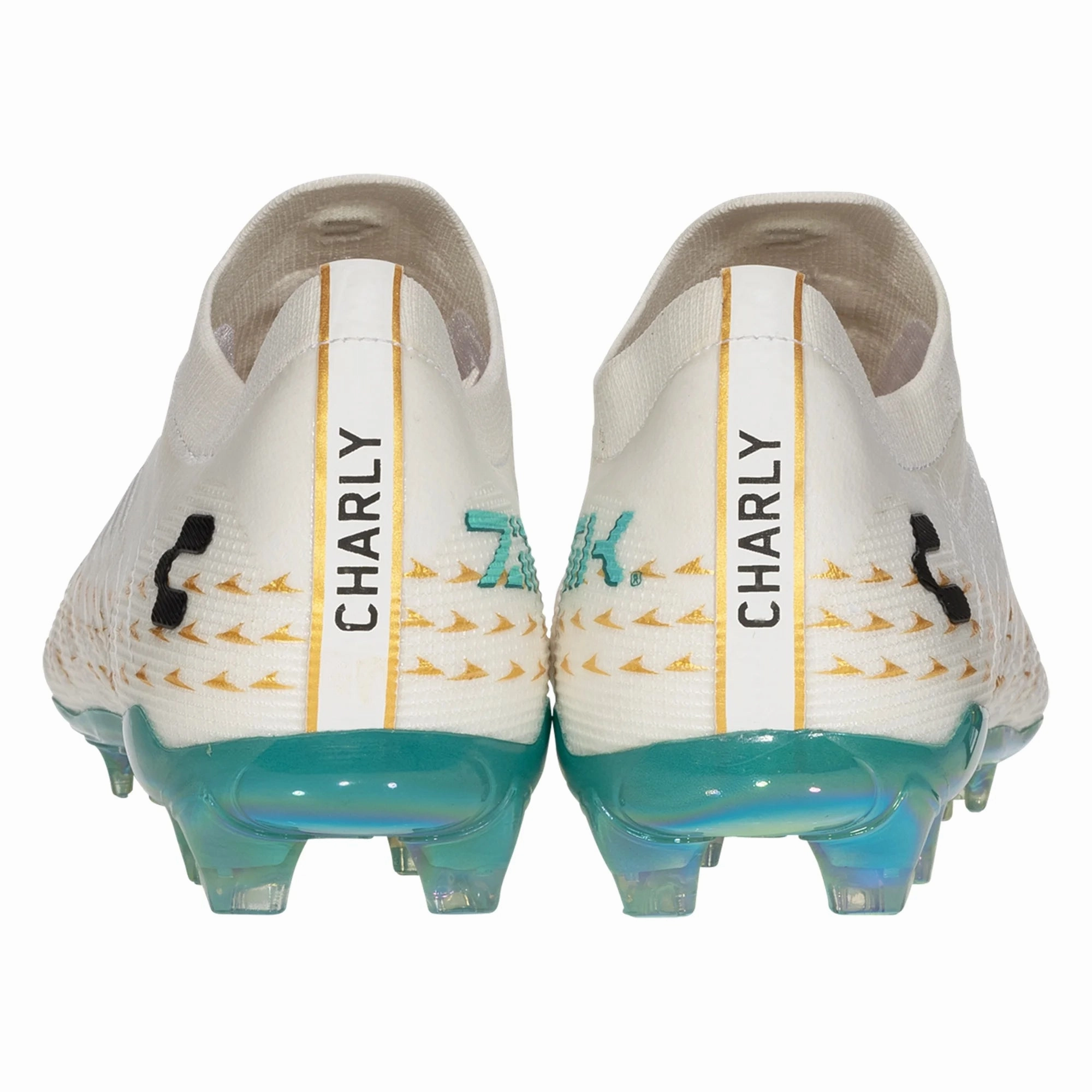 Charly Zinetik PFX Firm Ground Soccer Cleats (White/Aqua) New Soccer Cleats High Tops
