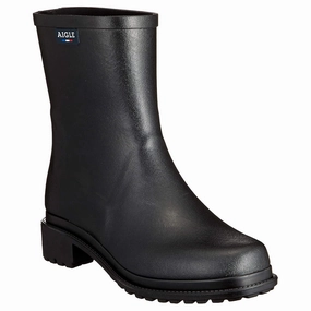 Ankle Boots Peep Toe Aigle Fulfeel Mid Rubber Women's Ankle Black Boots