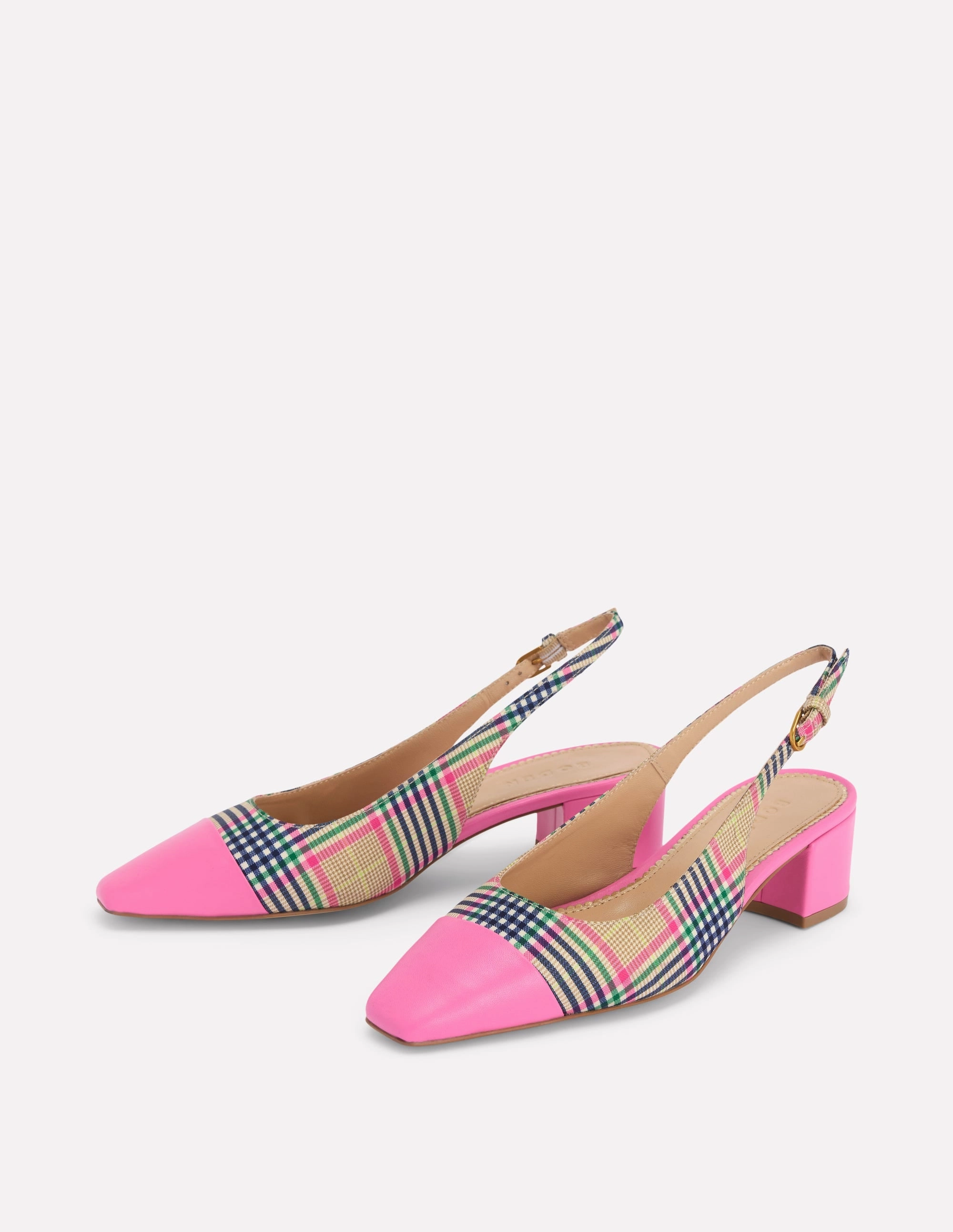 Flat Coat Shoes Ailsa Block Heel Slingbacks-Multi Check