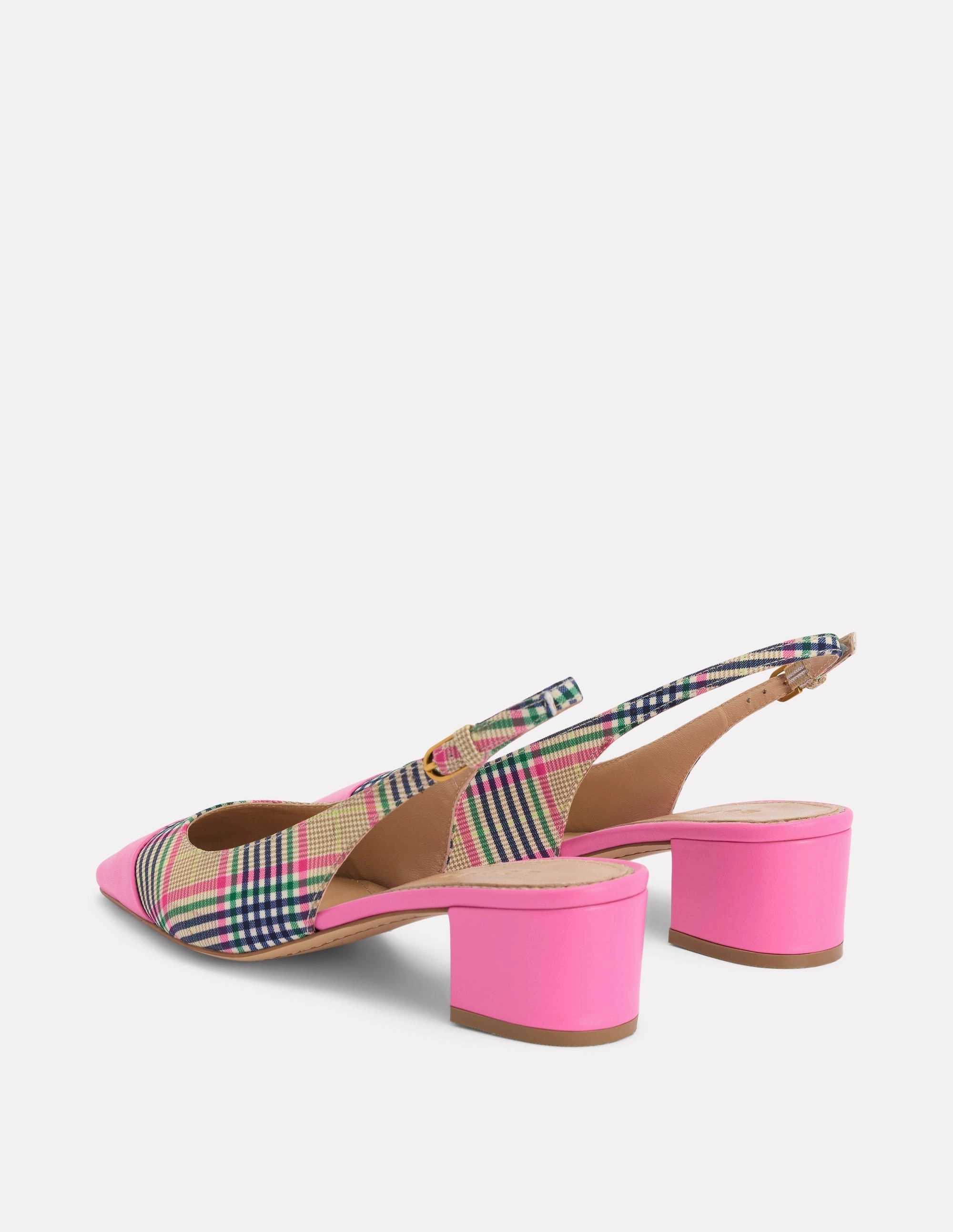 Flat Elegant Shoes Ailsa Block Heel Slingbacks-Multi Check