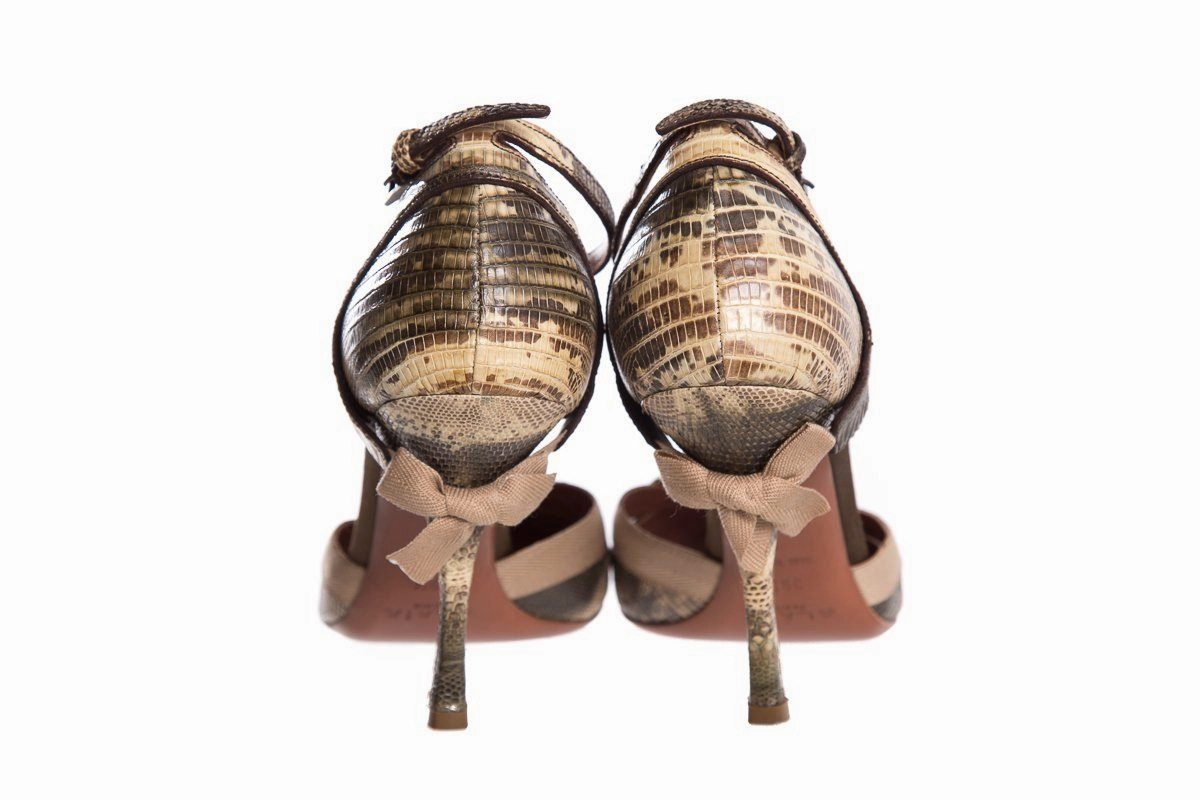 Alaia Multi Bow Ankle Strap Heels SZ 39.5 Clip On High Heels