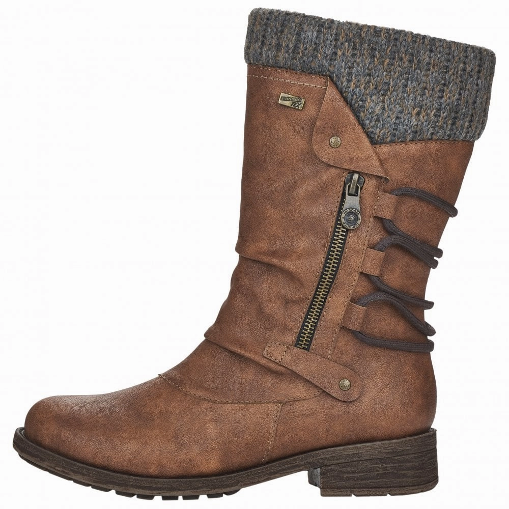 Ostrich Cowgirl Boots Alexa Brown Mid Calf Boots