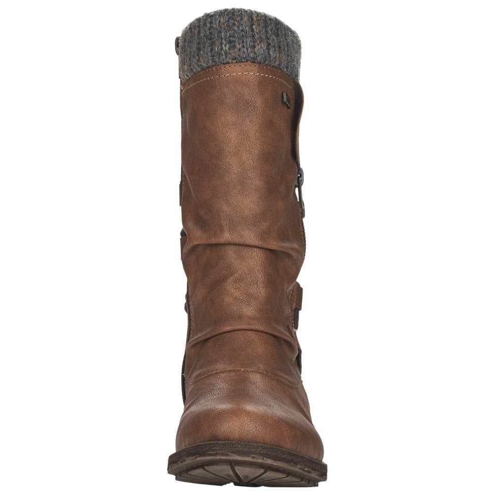 Gore Tex Stack Boots Alexa Brown Mid Calf Boots