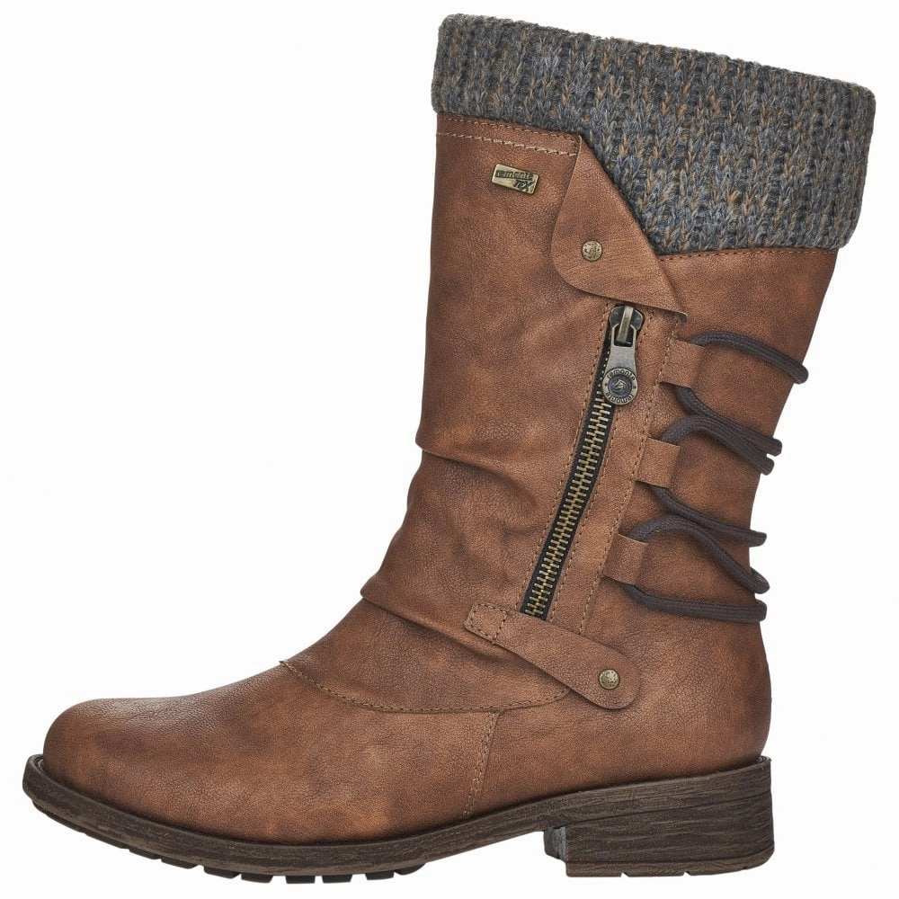 Alexa Brown Mid Calf Boots Rubber Work Boots