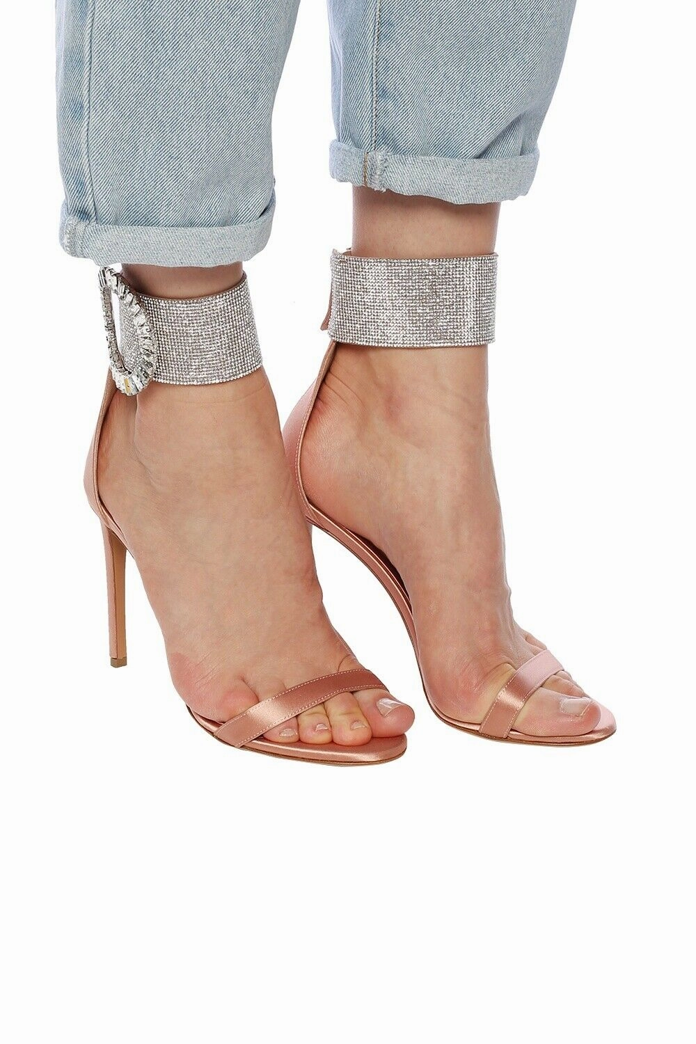 Alexandre Vauthier Pink Joan Embellished High Heels Knee High Boots 2 Inch Heel