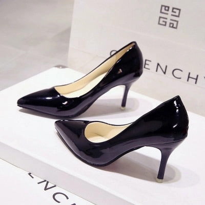 Pointed Toe Patent Leather Wedding Pumps