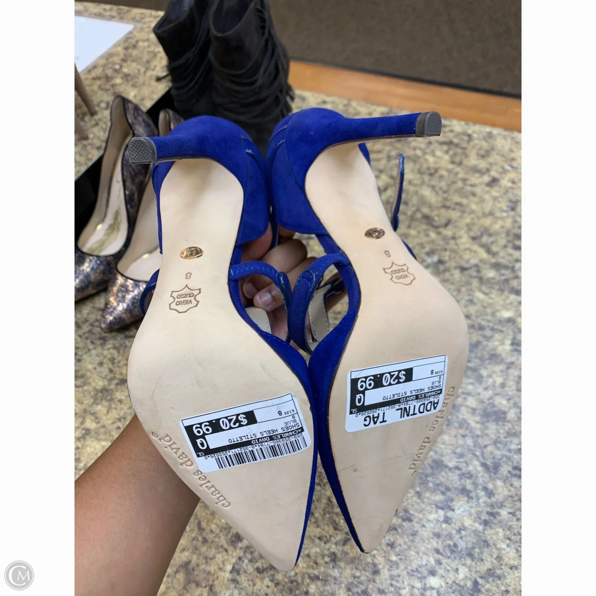 Platform High Heel Shoes Shoes Heels Stiletto By Charles David In Blue, Size: 8