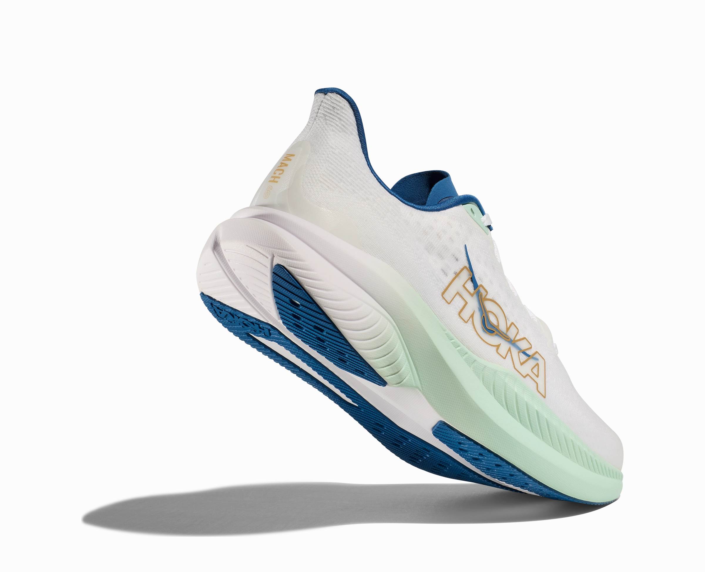 HOKA Men's Mach 6 - FROST / GOLD (Wide) Recovery Running Shoes