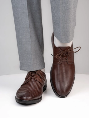 Lace Up Shoes For Wide Feet Alberto Torresi Textured Brown Leather Office/ Dress Formal Derby Shoes