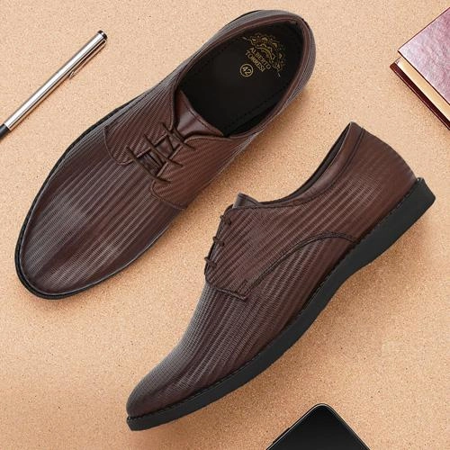 Canvas Lace Up Shoes Alberto Torresi Textured Brown Leather Office/ Dress Formal Derby Shoes