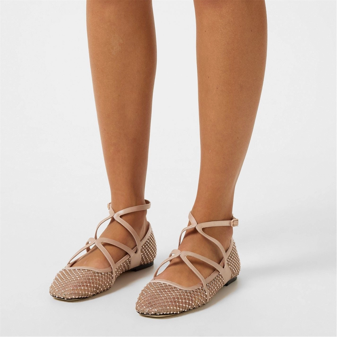 Flat Shoes Dressy Jimmy Choo Women's Crystal Mesh Satin Astoria Ballet Flat Macaron